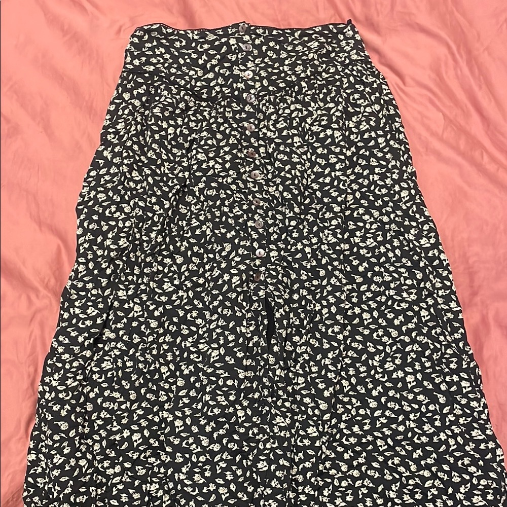 Long Black Floral Women's Skirt